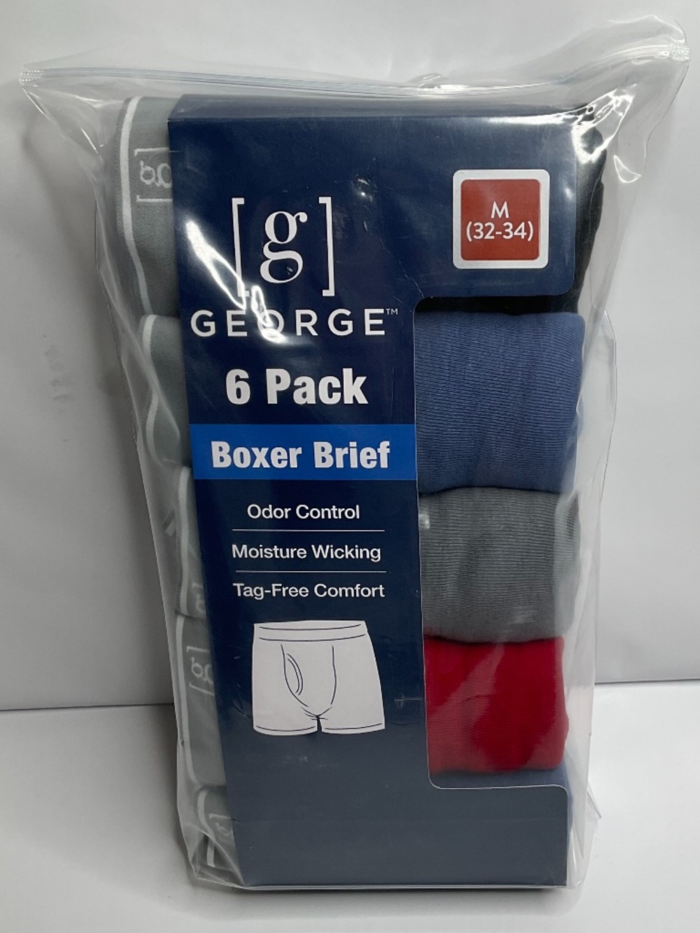 George Men’s Cotton Blend Boxer Briefs Medium (32-34)